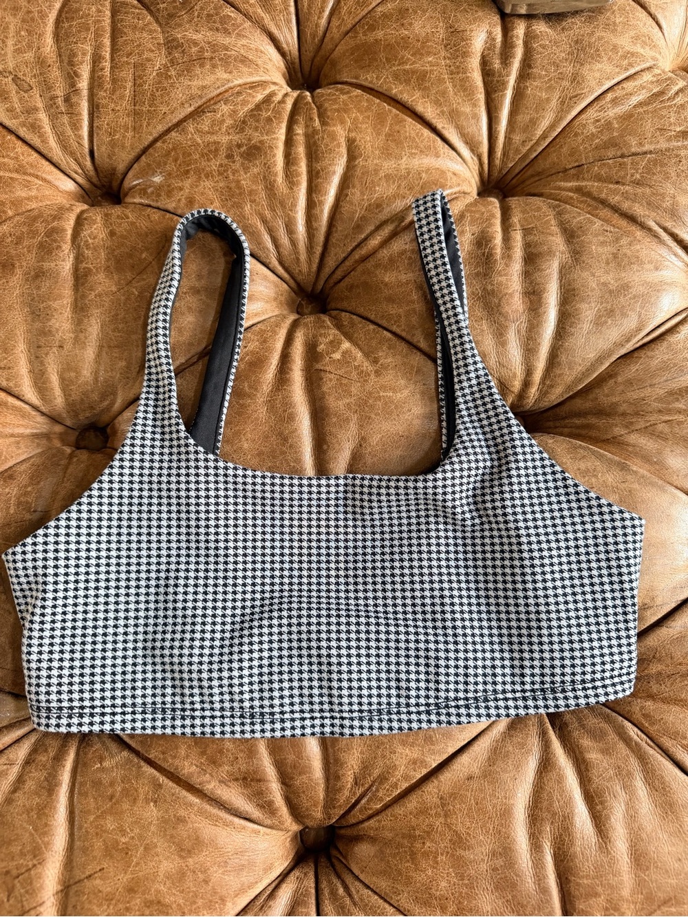 Alo Yoga Houndstooth Sports Bra Black White Size Small Medium Support